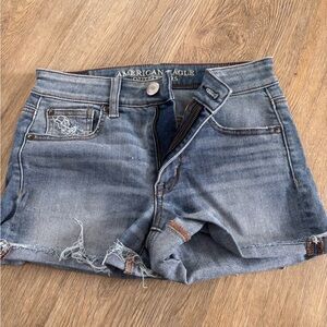 American Eagle Outfitters Women's Distressed Blue Jean Shorts